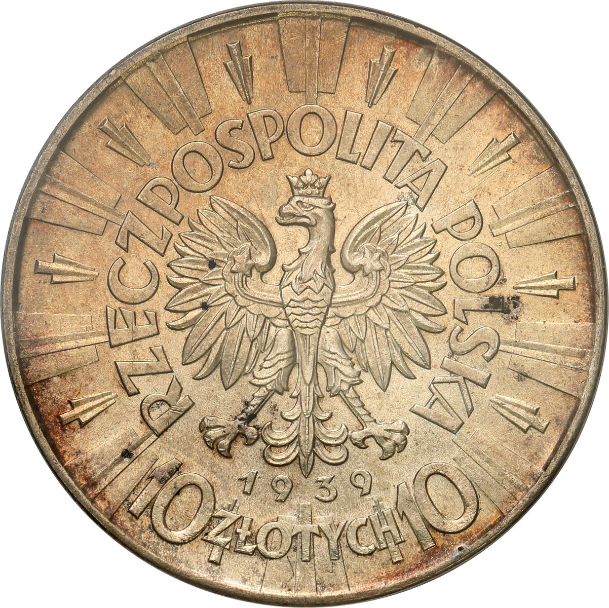 II RP. 10 złotych 1939 Piłsudski PCGS MS64 - WYŚMIENITE